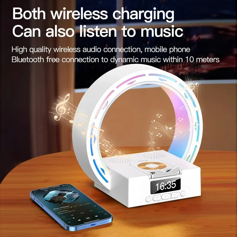 4 In 1 Wireless Bluetooth-compatible Speaker Charging Pad Bedside Lamp By Letory