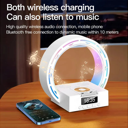 4 In 1 Wireless Bluetooth-compatible Speaker Charging Pad Bedside Lamp By Letory
